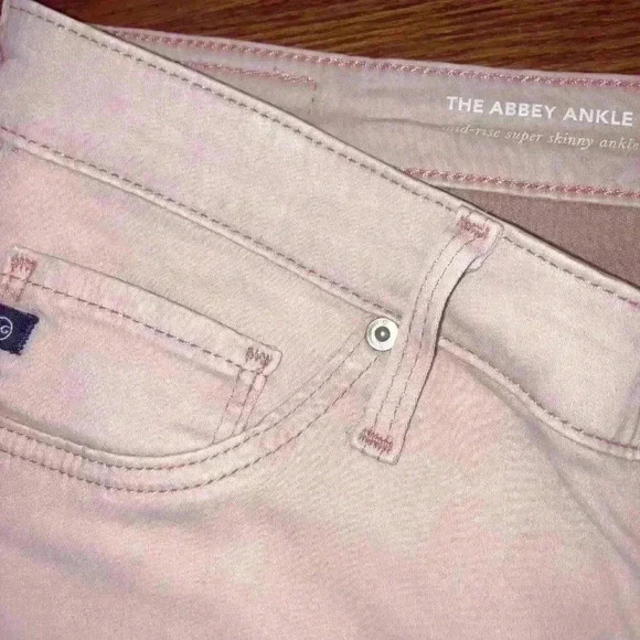 AG Adriano Goldschmied The Abbey Sateen Mid-Rise Skinny Ankle Jeans Pink Size 27 - Picture 3 of 14